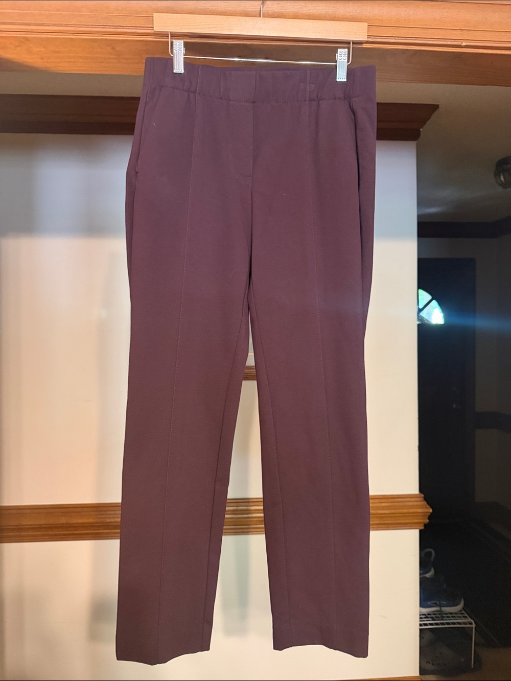 J. Jill Straight-Leg Pull-On Trousers in Plum